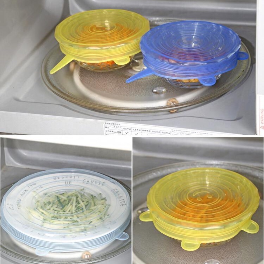 6 Pack Silicone Stretch Lids, XS-LG in each pack